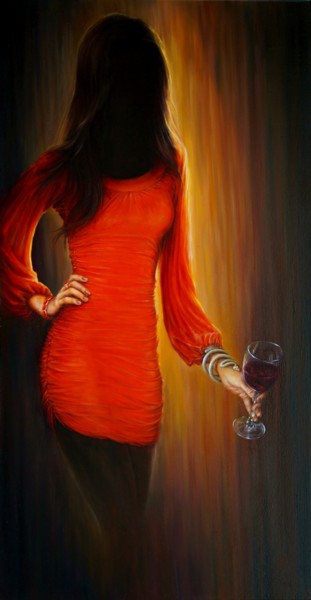 Painting titled "Red" by Sergey Kolesnikov (Ks), Original Artwork, Oil