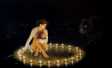Painting titled "The Fear" by Sergey Kolesnikov (Ks), Original Artwork, Oil