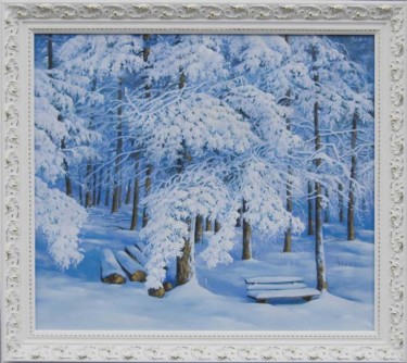 Картина под названием "winter wood" - Sergey Kolodyazhniy, Подлинное произведение искусства, Масло