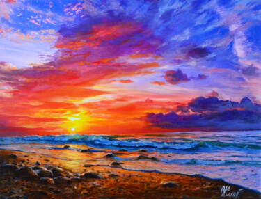 Pittura intitolato "Seascape (ART003500…" da Sergey Kolodyazhniy, Opera d'arte originale, Olio