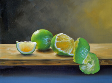 Pintura titulada "Still life with Lime" por Sergey Kolodyazhniy, Obra de arte original, Oleo