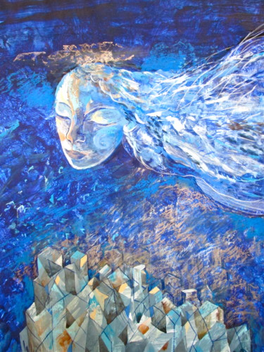 Painting titled "Night Angel" by Sergey Kostin, Original Artwork, Acrylic