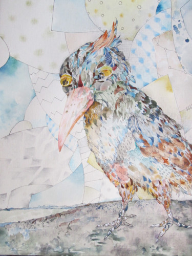 Serious Bird Painting titled "Serious Bird" by Sergey Kostin, Original Art, Watercolor