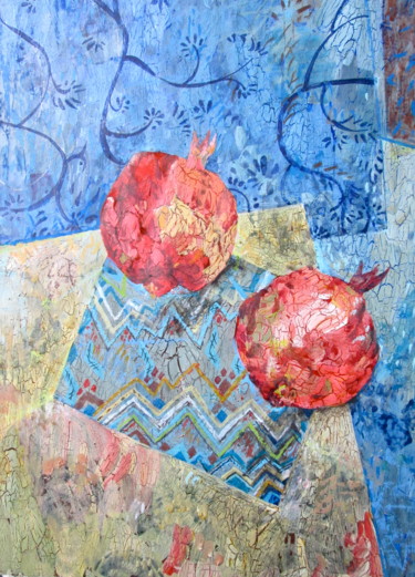 Painting titled "Pomegranates" by Sergey Kostin, Original Artwork, Acrylic