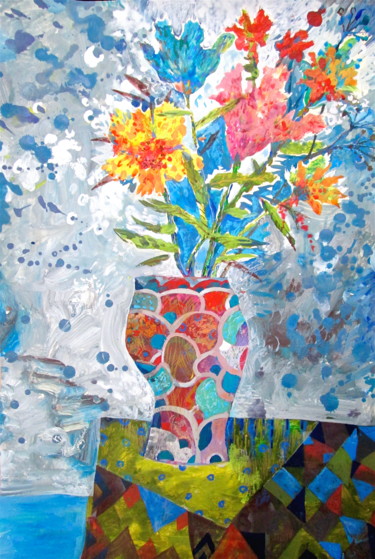 Painting titled "Bouquet Ornamental" by Sergey Kostin, Original Artwork, Acrylic