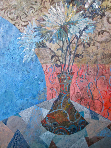 Painting titled "Сhrysanthemums" by Sergey Kostin, Original Artwork, Acrylic