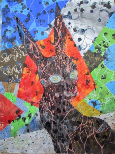 Malerei mit dem Titel "Black Rabbit" von Sergey Kostin, Original-Kunstwerk, Acryl