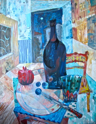 Картина под названием "Nocturne Still Life" - Sergey Kostin, Подлинное произведение искусства, Акрил