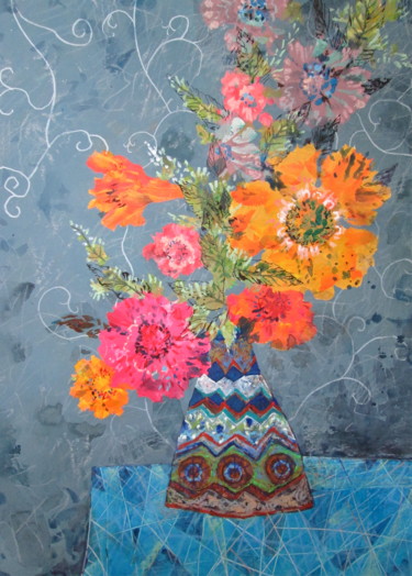 Pintura intitulada "Floral Evening" por Sergey Kostin, Obras de arte originais, Acrílico
