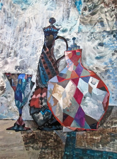 Painting titled "Cubistic Still Life" by Sergey Kostin, Original Artwork, Acrylic