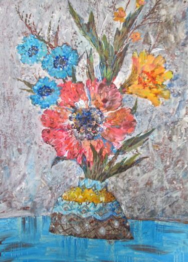 Painting titled "Flowers delight" by Sergey Kostin, Original Artwork, Acrylic