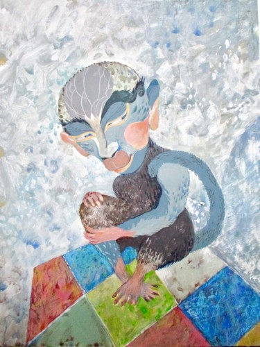 Pittura intitolato "Wise Monkey" da Sergey Kostin, Opera d'arte originale, Acrilico