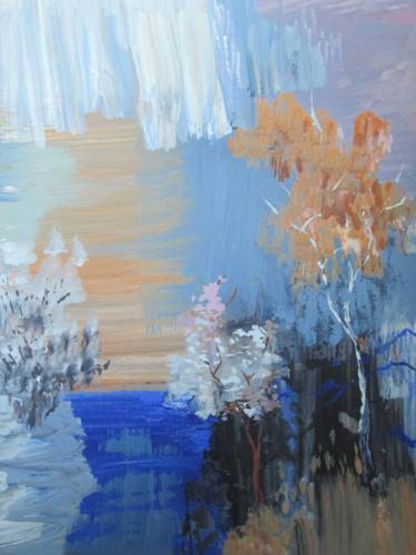 Ζωγραφική με τίτλο "Northern Landscape" από Sergey Kostin, Αυθεντικά έργα τέχνης, Τέμπερα