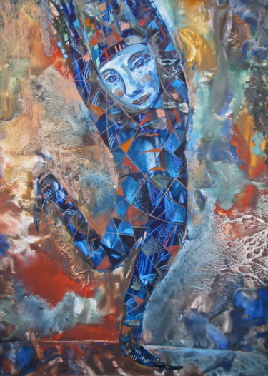 Pittura intitolato "Dancing Clown" da Sergey Kostin, Opera d'arte originale, Tempera