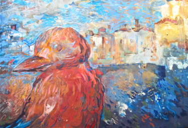 Pittura intitolato "Town Bird" da Sergey Kostin, Opera d'arte originale, Acrilico