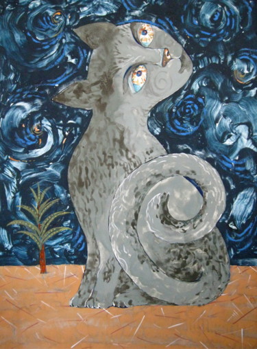 Peinture intitulée "Observer" par Sergey Kostin, Œuvre d'art originale, Tempera