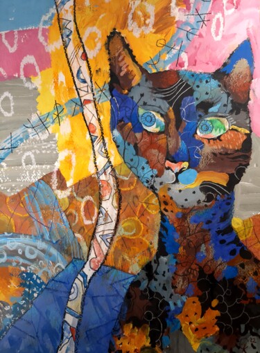Картина под названием "Wondering Cat" - Sergey Kostin, Подлинное произведение искусства, Акрил
