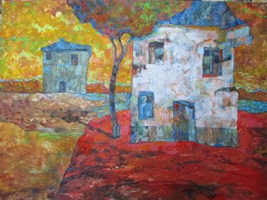 Painting titled "Red Land" by Sergey Kostin, Original Artwork, Acrylic