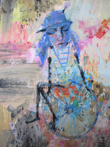 Картина под названием "Man on the Wheel" - Sergey Kostin, Подлинное произведение искусства, Темпера