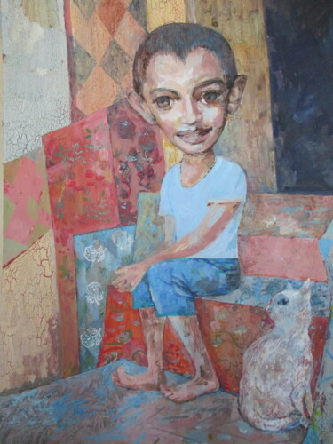 Painting titled "Gokarna Boy" by Sergey Kostin, Original Artwork, Acrylic
