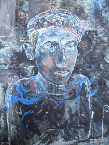 Картина под названием "Artist in the Dark" - Sergey Kostin, Подлинное произведение искусства, Акварель