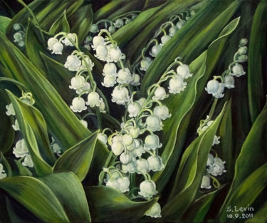 Malarstwo zatytułowany „spring,flowers” autorstwa Sergey Levin, Oryginalna praca, Olej