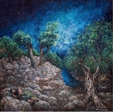 Painting titled "Jacob's Dream" by Sergey Levin, Original Artwork, Oil