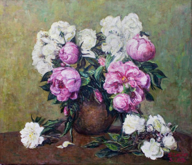 Peinture intitulée "flowers 5" par Sergey Levin, Œuvre d'art originale, Huile