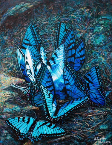 Peinture intitulée "Butterfly Dance2" par Sergey Levin, Œuvre d'art originale, Huile