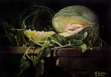 Painting titled "melon" by Sergey Levin, Original Artwork, Oil