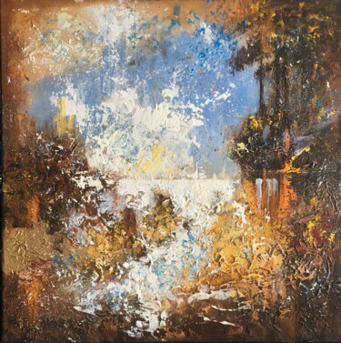 Pintura intitulada "Abstract landscape.…" por Sergey Makhov, Obras de arte originais, Óleo Montado em Armação em madeira
