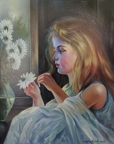Картина под названием "Little girl with ch…" - Sergey Miqayelya, Подлинное произведение искусства, Масло Установлен на Дерев…