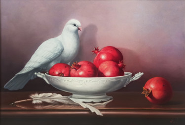 Картина под названием "Still life with pom…" - Sergey Miqayelya, Подлинное произведение искусства, Масло Установлен на Дерев…