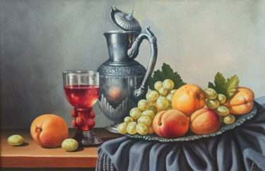 Painting titled "Still life with Arm…" by Sergey Miqayelya, Original Artwork, Oil Mounted on Wood Stretcher frame