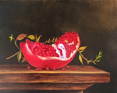 Peinture intitulée "Still life with pom…" par Sergey Miqayelya, Œuvre d'art originale, Huile Monté sur Châssis en bois