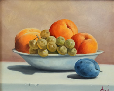 Painting titled "Still life with sum…" by Sergey Miqayelya, Original Artwork, Oil Mounted on Wood Stretcher frame