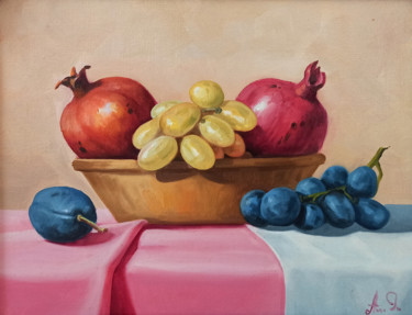 Pintura titulada "Still life with pom…" por Sergey Miqayelya, Obra de arte original, Oleo Montado en Bastidor de camilla de…