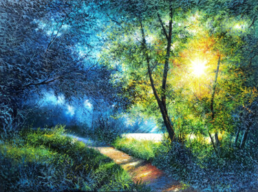 Картина под названием "Forest" - Sergey Miqayelya, Подлинное произведение искусства, Масло Установлен на Деревянная рама для…