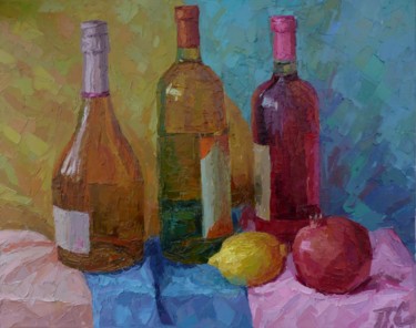 Картина под названием "Розовое вино." - Sergey Perevozchenko, Подлинное произведение искусства, Масло