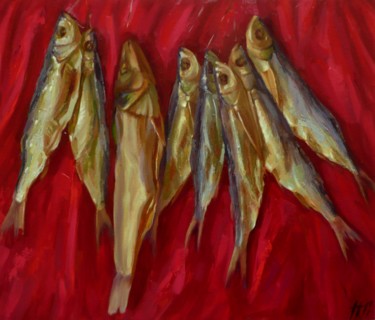 Картина под названием "Рыба." - Sergey Perevozchenko, Подлинное произведение искусства, Масло
