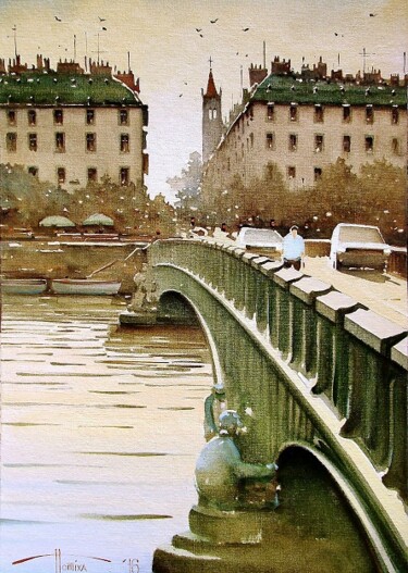 Pintura titulada "Mirabeau Bridge. Pa…" por Sergey Potikha, Obra de arte original, Oleo