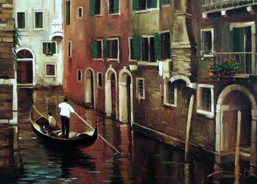 Peinture intitulée "Venice. Channel. Af…" par Sergey Potikha, Œuvre d'art originale, Huile