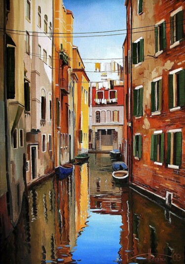 Peinture intitulée "Venice. Channel" par Sergey Potikha, Œuvre d'art originale, Huile