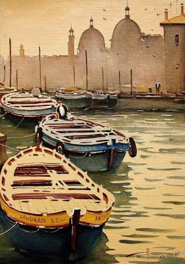 Картина под названием "Venice. Quiet morni…" - Sergey Potikha, Подлинное произведение искусства, Масло