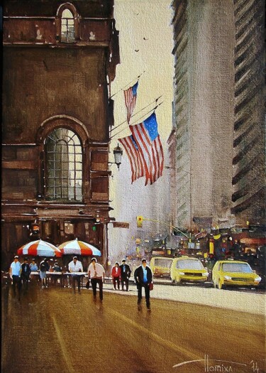 Schilderij getiteld "Нью-Йорк. Тёплое ут…" door Sergey Potikha, Origineel Kunstwerk, Olie