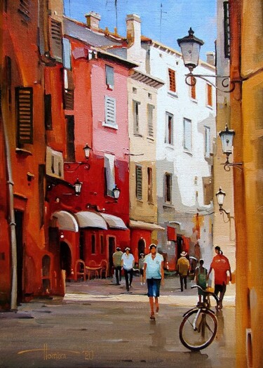 Картина под названием "Venetian courtyard.…" - Sergey Potikha, Подлинное произведение искусства, Масло