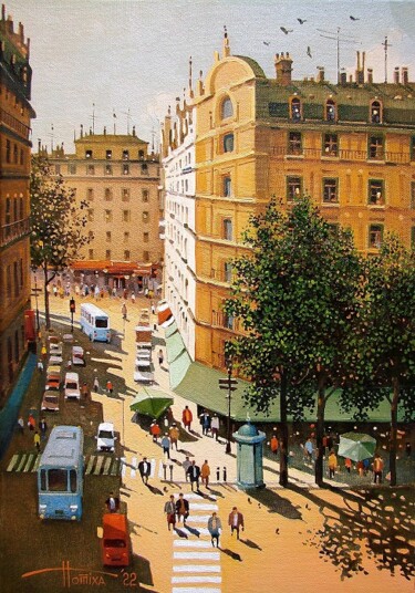 Painting titled "Afternoon Paris" by Sergey Potikha, Original Artwork, Oil