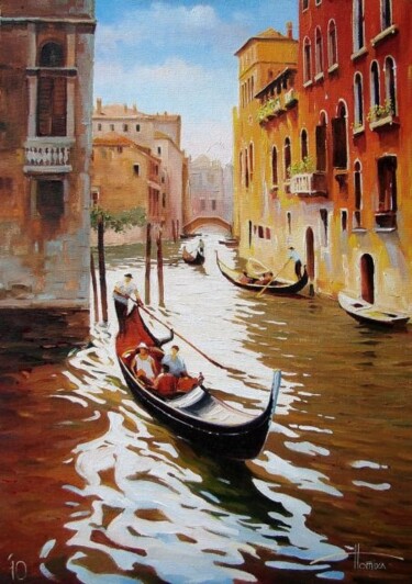 Pittura intitolato "Venice. sunny day" da Sergey Potikha, Opera d'arte originale, Olio