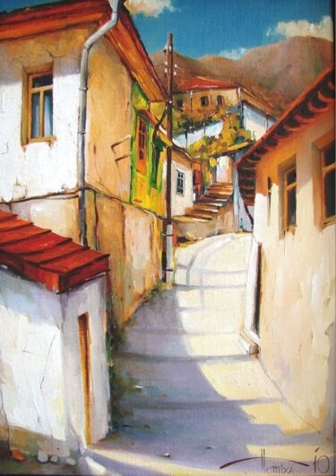 Painting titled "Старая улочка в Гур…" by Sergey Potikha, Original Artwork, Oil