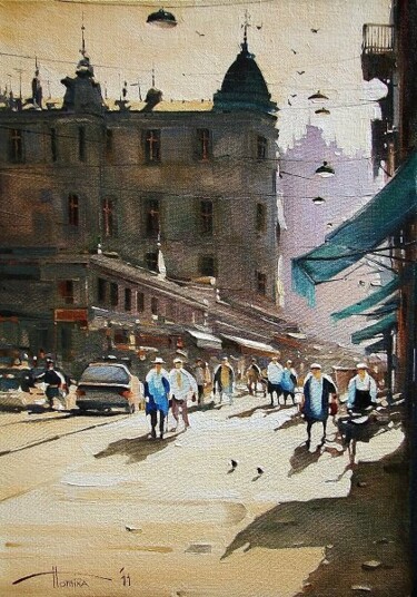 Painting titled "Hot afternoon" by Sergey Potikha, Original Artwork, Oil